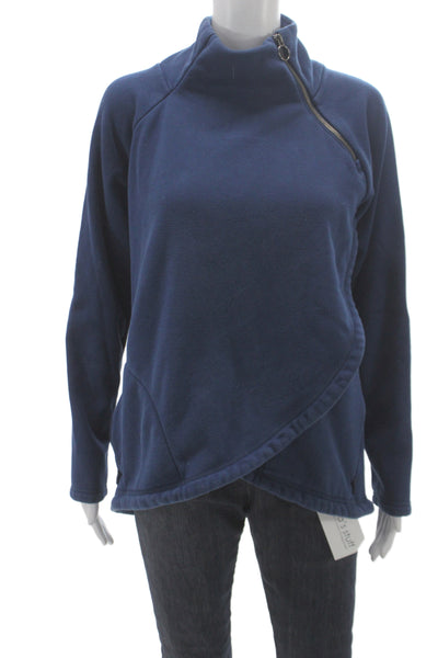 Athleta Women Cowl Neck Zip Pullover Sweatshirt Blue Size M