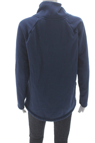 Athleta Women Cowl Neck Zip Pullover Sweatshirt Blue Size M