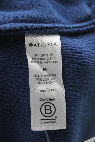 Athleta Women Cowl Neck Zip Pullover Sweatshirt Blue Size M