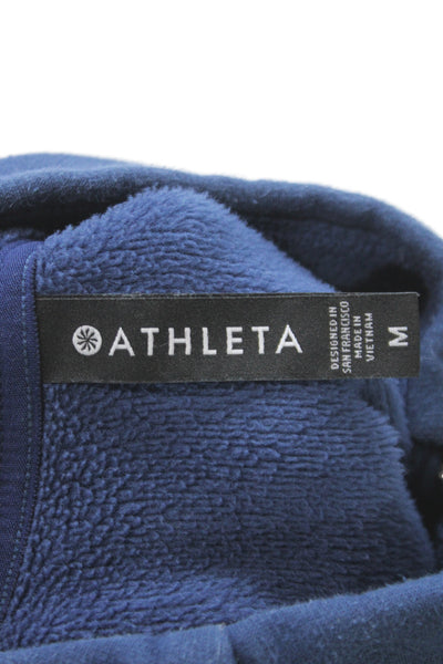 Athleta Women Cowl Neck Zip Pullover Sweatshirt Blue Size M
