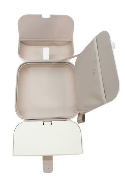 Amiro Accompany Tech Womens Mult-Compaartment Makeup Case Beige 8x8in