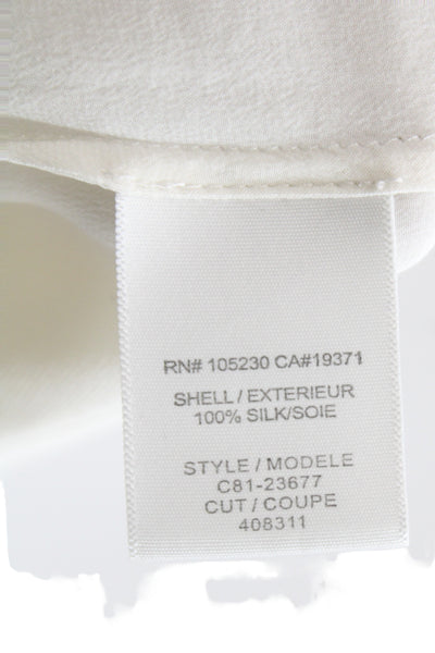 Joie Women Basic Silk V-Neck Short Sleeve Blouse Ivory Size M
