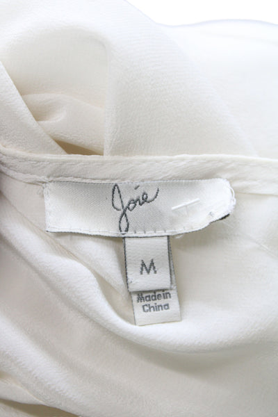 Joie Women Basic Silk V-Neck Short Sleeve Blouse Ivory Size M