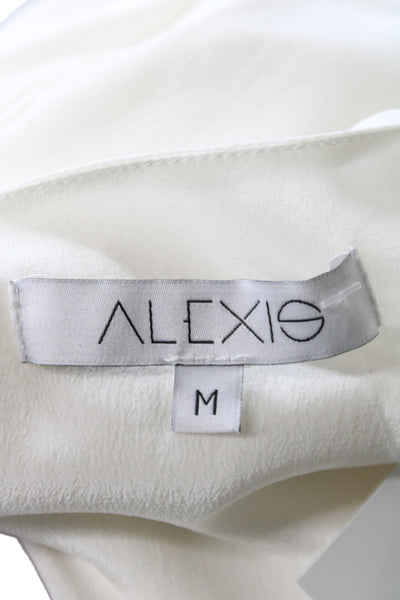 Alexis Womens White Silk V-Neck Long Sleeve Basic Blouse Size M