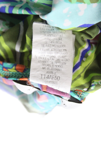 Trina Turk Women Multicolor Floral Scoop Neck Kaftan Blouse 3/4 Sleeve Size M