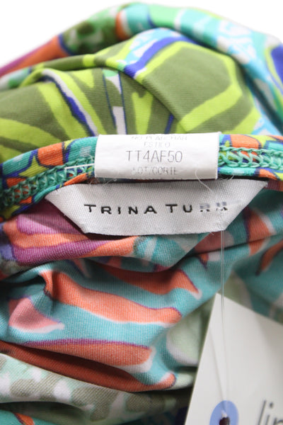 Trina Turk Women Multicolor Floral Scoop Neck Kaftan Blouse 3/4 Sleeve Size M
