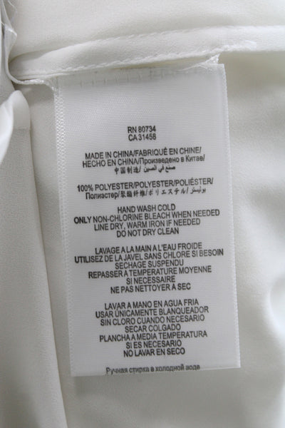 BCBGMAXAZRIA Womens Tunic Blouse White V-Neck 3/4 Sleeve 100% Polyester Size M