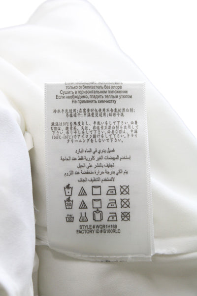 BCBGMAXAZRIA Womens Tunic Blouse White V-Neck 3/4 Sleeve 100% Polyester Size M