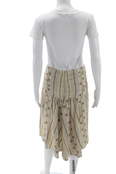 Nanette Lepore Womens Beige Floral Pencil Skirt Knee Length Cotton Size 8