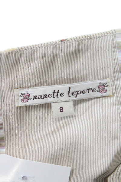 Nanette Lepore Womens Beige Floral Pencil Skirt Knee Length Cotton Size 8