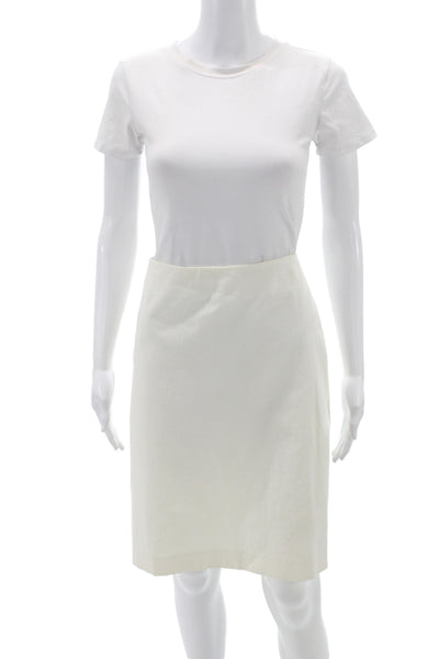 Theory Womens Ivory Straight Pencil Mini Skirt Zip Cotton Size 8
