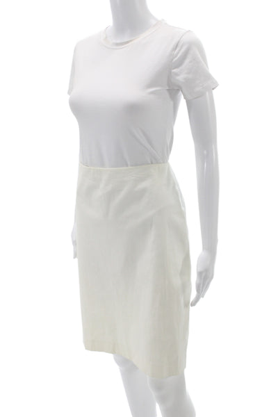 Theory Womens Ivory Straight Pencil Mini Skirt Zip Cotton Size 8