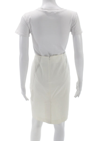 Theory Womens Ivory Straight Pencil Mini Skirt Zip Cotton Size 8