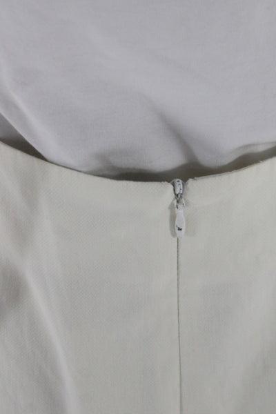 Theory Womens Ivory Straight Pencil Mini Skirt Zip Cotton Size 8