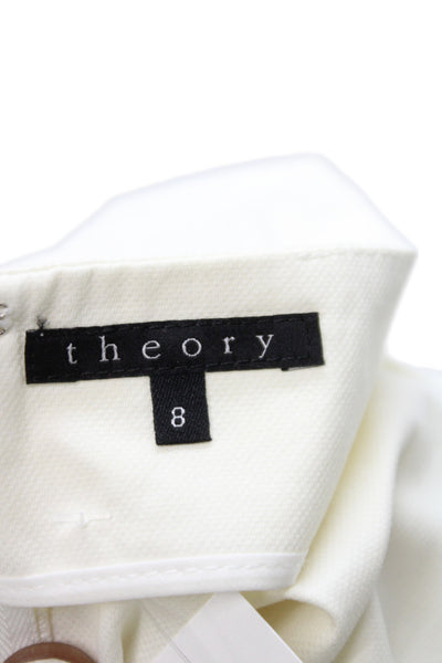 Theory Womens Ivory Straight Pencil Mini Skirt Zip Cotton Size 8