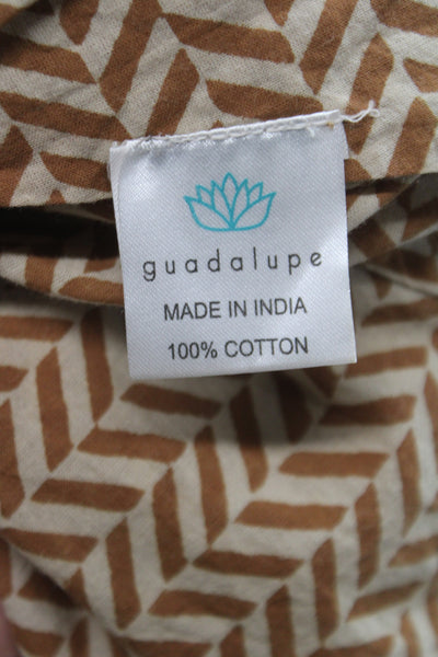 Guadalupe Women Wrap Skirt Beige Herringbone Midi Cotton Pull On Size M