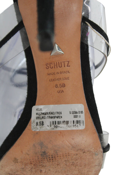 Schutz Womens Clear Bow Detail Slip On High Heels Shoes Black Clear Size 8.5B