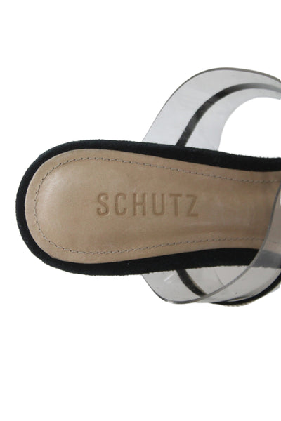 Schutz Womens Clear Bow Detail Slip On High Heels Shoes Black Clear Size 8.5B