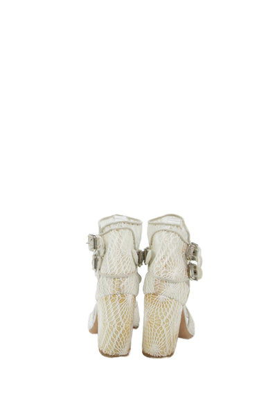 Laurence Dacade Womens Mesh Lace Open Toe Heels Sandals Shoes White Size 11