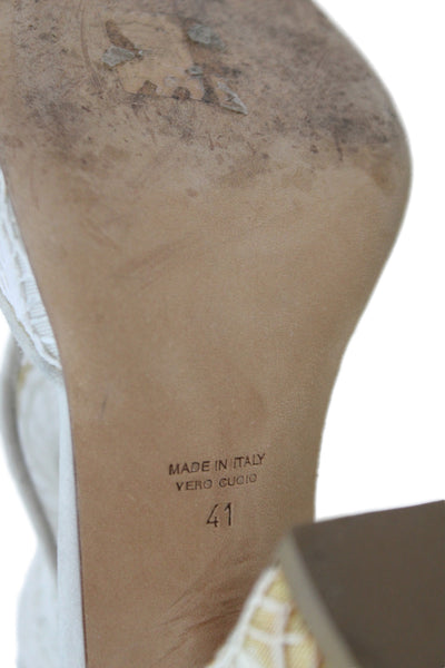 Laurence Dacade Womens Mesh Lace Open Toe Heels Sandals Shoes White Size 11