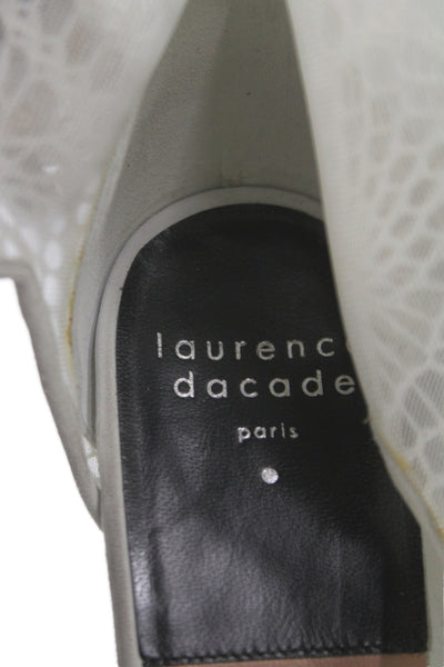 Laurence Dacade Womens Mesh Lace Open Toe Heels Sandals Shoes White Size 11
