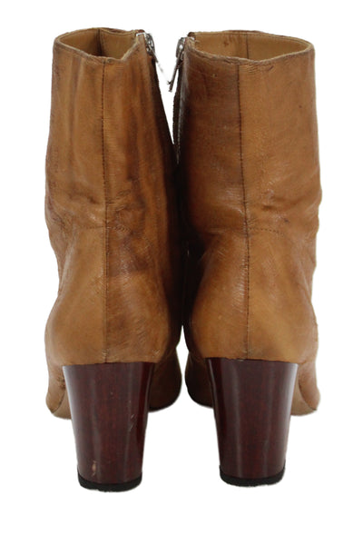 IRO Womens Leather Block High Heels Ankle Boots Shoes Brown Size 9
