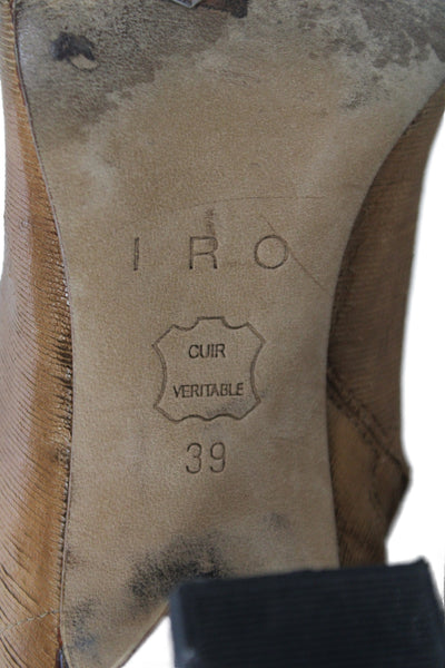 IRO Womens Leather Block High Heels Ankle Boots Shoes Brown Size 9