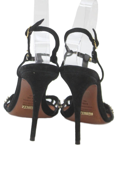 Schutz Womens Suede Studded Detail Heels Sandals Shoes Black Size 8.5B