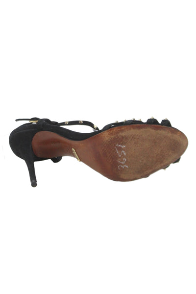 Schutz Womens Suede Studded Detail Heels Sandals Shoes Black Size 8.5B