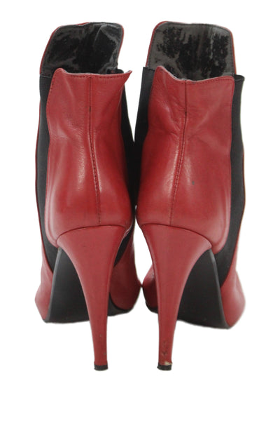 Stefanel Womens Leather Cap Toe Heels Ankle Boots Shoes Red Size 9