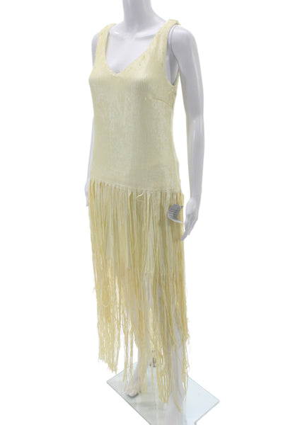 Badgley Mischka Women Ivory V-Neck Sleeveless Shift Dress Long Zip Size 6