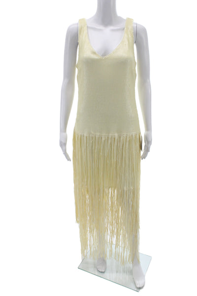 Badgley Mischka Women Sheath Dress Ivory V-Neck Sleeveless Zip Size 8