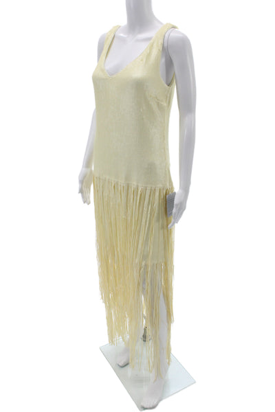 Badgley Mischka Women Sheath Dress Ivory V-Neck Sleeveless Zip Size 8
