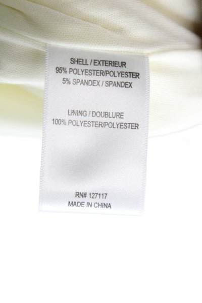 Badgley Mischka Women Sheath Dress Ivory V-Neck Sleeveless Zip Size 8