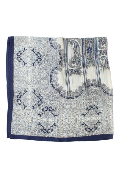 100 Percent Silk Graphic Printed Multi-Colored Scarf 25.5 x 24in