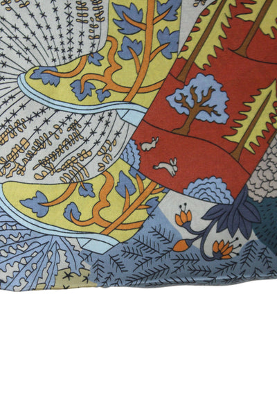 100 Percent Silk Graphic Printed Multi-Colored Scarf 41.2 x 20in