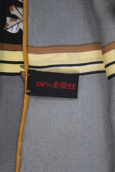 100 Percent Silk Graphic Printed Multi-Colored Scarf 41.2 x 20in