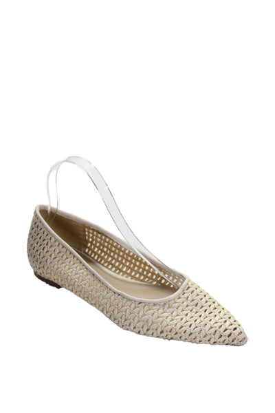 Sam Edelman Womens Slip On Pointed Toe Raffia Ballet Flats White Size 7