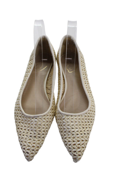 Sam Edelman Womens Slip On Pointed Toe Raffia Ballet Flats White Size 7