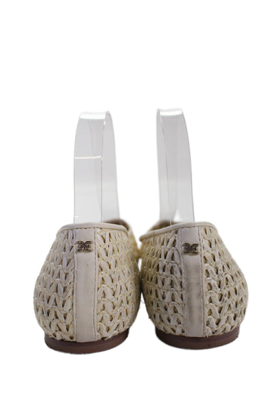Sam Edelman Womens Slip On Pointed Toe Raffia Ballet Flats White Size 7