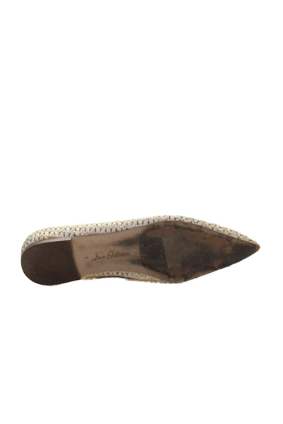 Sam Edelman Womens Slip On Pointed Toe Raffia Ballet Flats White Size 7