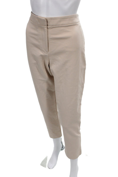 Tibi Women Ankle Pants Beige Cotton Blend Button Size 8