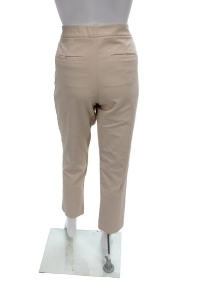 Tibi Women Ankle Pants Beige Cotton Blend Button Size 8