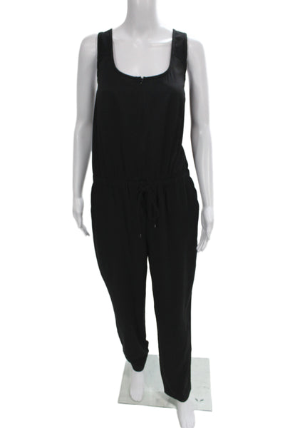 Trina Turk Womens Black Sleeveless Scoop Neck Jumpsuit Drawstring Size 10