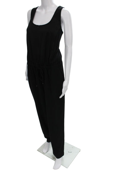 Trina Turk Womens Black Sleeveless Scoop Neck Jumpsuit Drawstring Size 10