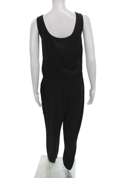 Trina Turk Womens Black Sleeveless Scoop Neck Jumpsuit Drawstring Size 10
