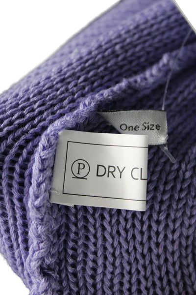 Shi Women Pullover Sweater Boat Neck 3/4 Sleeve Solid Purple Knit Size One Size