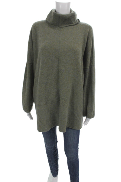 Shi Women Green Wool Cowl Neck Pullover Sweater Long Sleeve Fall Size One Size