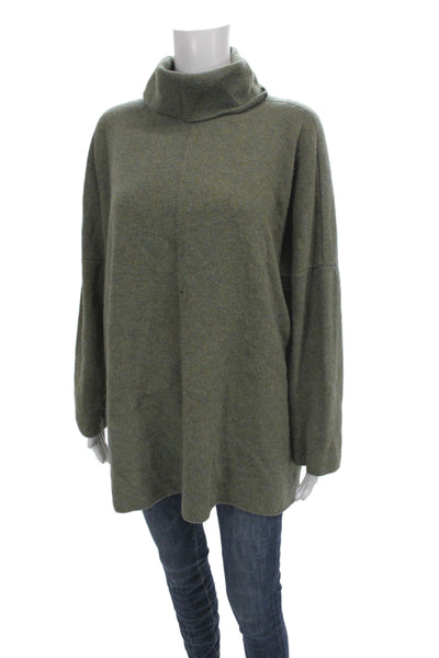 Shi Women Green Wool Cowl Neck Pullover Sweater Long Sleeve Fall Size One Size