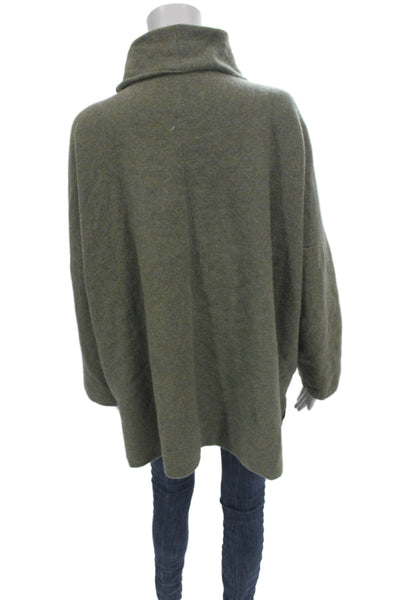Shi Women Green Wool Cowl Neck Pullover Sweater Long Sleeve Fall Size One Size